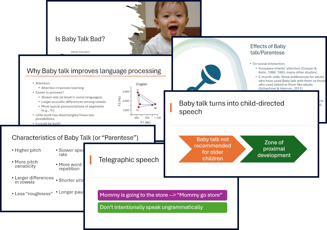 Collage of example play and learn presentation.