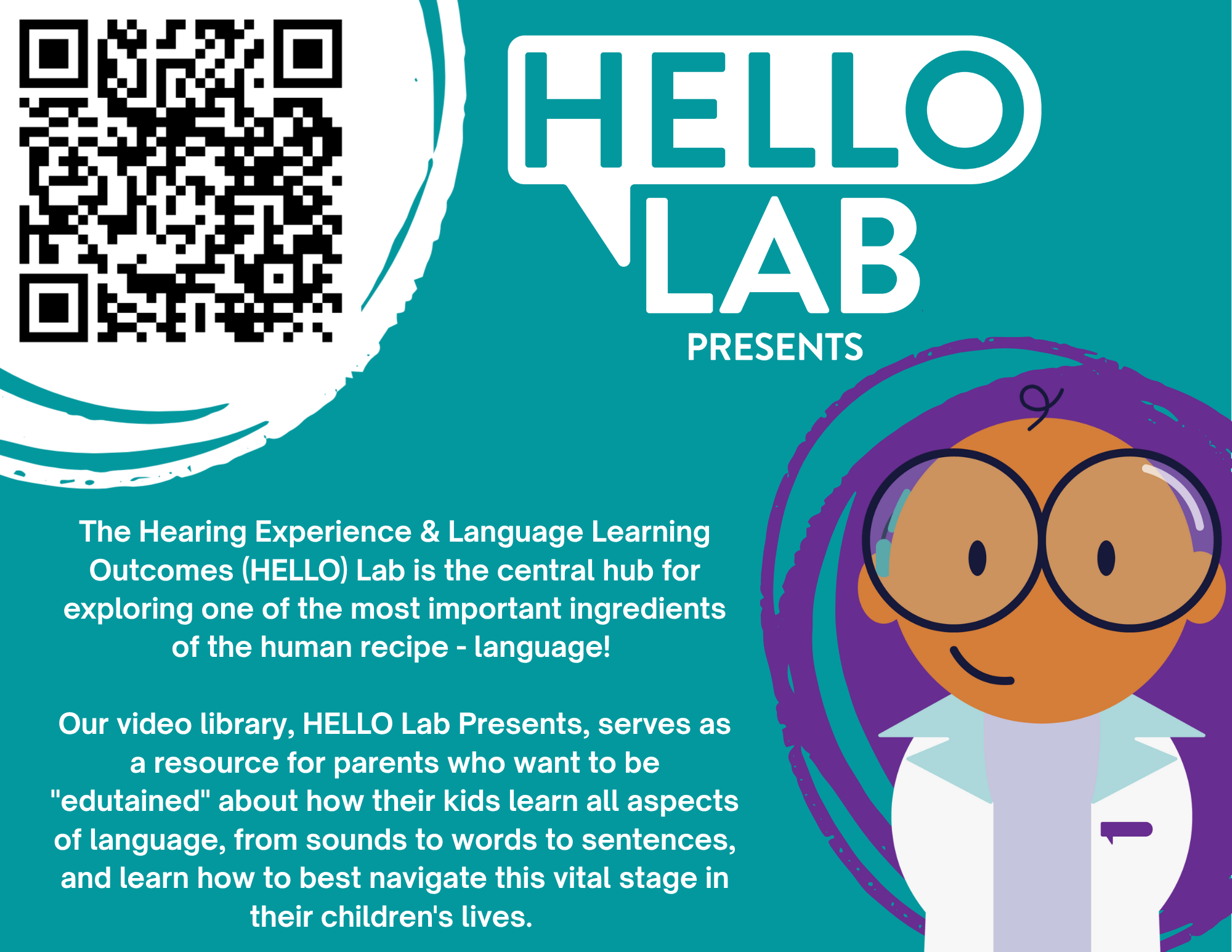 baby scientist with description of the HELLO Lab project