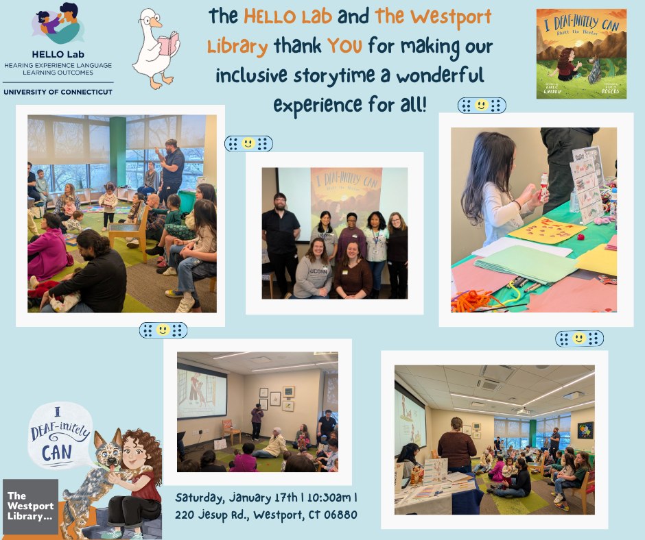 A thank you flyer from the HELLO Lab and the Westport Public Library to everyone who attended the Inclusive Story Time event on January 17th 2026